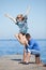 Attractive couple at the sea