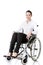 Attractive disabled businesswoman sitting in a wheel chair