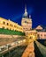 Attractive evening view of famous medieval fortified city and the Clock Tower built by Saxons. Fantastic summer cityscape of