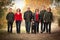 Attractive Family Portrait Walking Outdoors