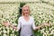 Attractive female florist in a plant nursery