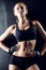 Attractive fitness woman, trained female body