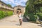 Attractive girl near the grotto Buontalenti in the Boboli garden