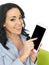 Attractive Happy Positive Young Hispanic Woman Using a Wireless Tablet