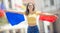 Attractive happy young girl with the Belgian flag