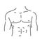 Attractive male body in front view. Doodle vector illustration