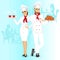 Attractive man and woman chefs