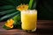 An attractive pineapple cocktail with a pineapple garnish placed carefully on the rim, A refreshing tropical cocktail with a slice