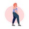 Attractive Plus Size Red Haired Woman, Beautiful Curvy, Overweight Girl in Fashionable Clothes Vector Illustration