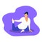 Attractive plus size woman doing yoga asana. Vector illustration.