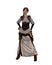 Attractive redhead woman wearing steampunk style outift and posing with hands on hips. isolated 3D illustration