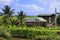 Attractive and scenically situated historic old rum distillery buildings at Distillerie Longueteau in Caribbean Guadeloupe