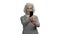 Attractive senior woman taking selfie with phone.