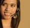 Attractive smiling telephone technical support wom