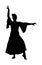 Attractive Spanish girl flamenco dancer silhouette. Hispanic woman with castanets in hot dance. Spain traditional folklore