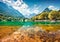 Attractive summer view of Julian Alps, Gozd Martuljek location, Slovenia, Europe. Splendid morning view of Jasna lake. Beautiful l