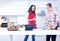 Attractive Two smile women is cooking in the modern kitchen, Two friends having fun, Sisters cooking together