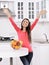 Attractive woman with basket of fruits