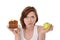 Attractive Woman Dessert Choice Junk Cake or Apple