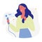 Attractive Woman Drying Hair Flat Illustration