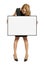 Attractive Woman Holding Up a Poster - Isolated