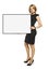 Attractive Woman Holding Up a Poster - Isolated