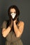 Attractive woman with protective mask