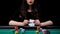 Attractive woman showing aces pair at casino poker game, feminine trick, luck