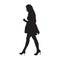 Attractive woman walking with handbag. Isolated vector silhouette