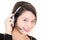 Attractive woman wearing a headset operator in call center service