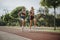 Attractive Women Jogging in Green Park: Fitness and Inspiration in Nature