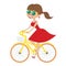 Attractive young lady riding her bicycle