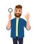 Attractive young man holding magnifying glass and gesturing okay/OK sign. Deal, good, agree, approve, search, find, discovery.
