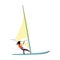 Attractive young man silhouette surfing on surfboard. Isolated icon concept beauty woman character in swimsuit relaxing