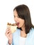 Attractive Young Woman Eating a Donner Kebab