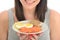 Attractive Young Woman Holding a Healthy Norwegian Breakfast