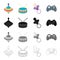 Attributes, care, tools and other web icon in cartoon style.Prefix, game, tool, icons in set collection.