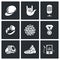 Attributes rapper icons set. Vector Illustration.