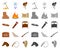 Attributes of the wild west cartoon,mono icons in set collection for design.Texas and America vector symbol stock web