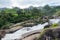 Atukkad Waterfalls near Munnar in Kerala, South India on cloudy day in rain season