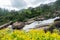 Atukkad Waterfalls near Munnar in Kerala, South India on cloudy day in rain season