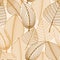 Atumnal seamless pattern with brown leaves