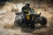 ATV rider in hard dirt track. Extreme ride