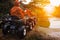 Atv sport vehicle team ready to adventure in mud track