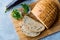 Aubergine Bread Slices with Roasted Eggplant, Parsley, Dill and Tulum Cheese.