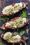 Aubergines with mozzarella, tomatoes and basil