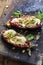 Aubergines with mozzarella, tomatoes and basil