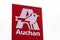 Auchan logo and red sign market store supermarket French grocery retailer shop