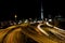 Auckland city sky tower with long exposure light trails