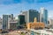 Auckland Cruise Port terminal and city skyline